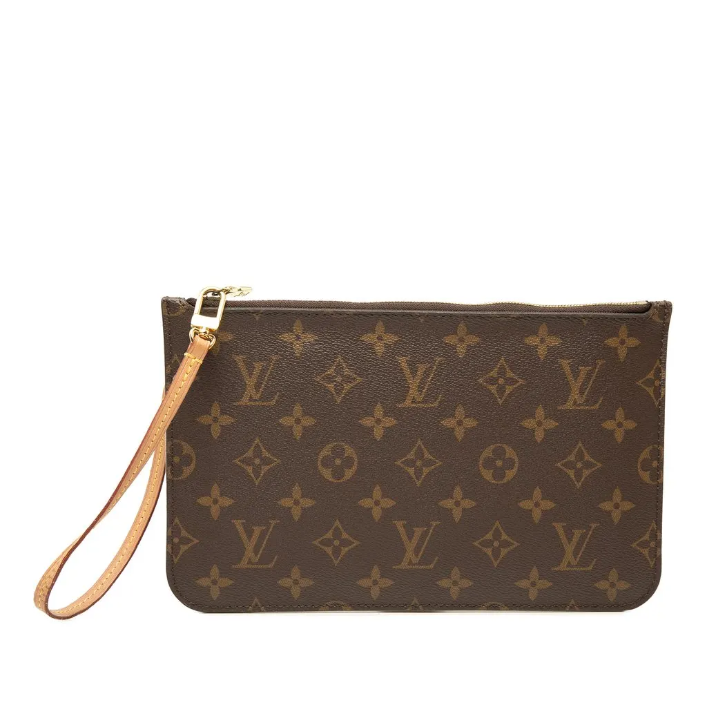 Louis Vuitton Monogram Neverfull Pouch Brown Canvas Very good - Front View