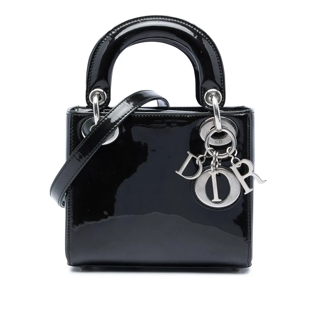 Dior Mini Patent Lady Dior Black Leather Very good - Front View