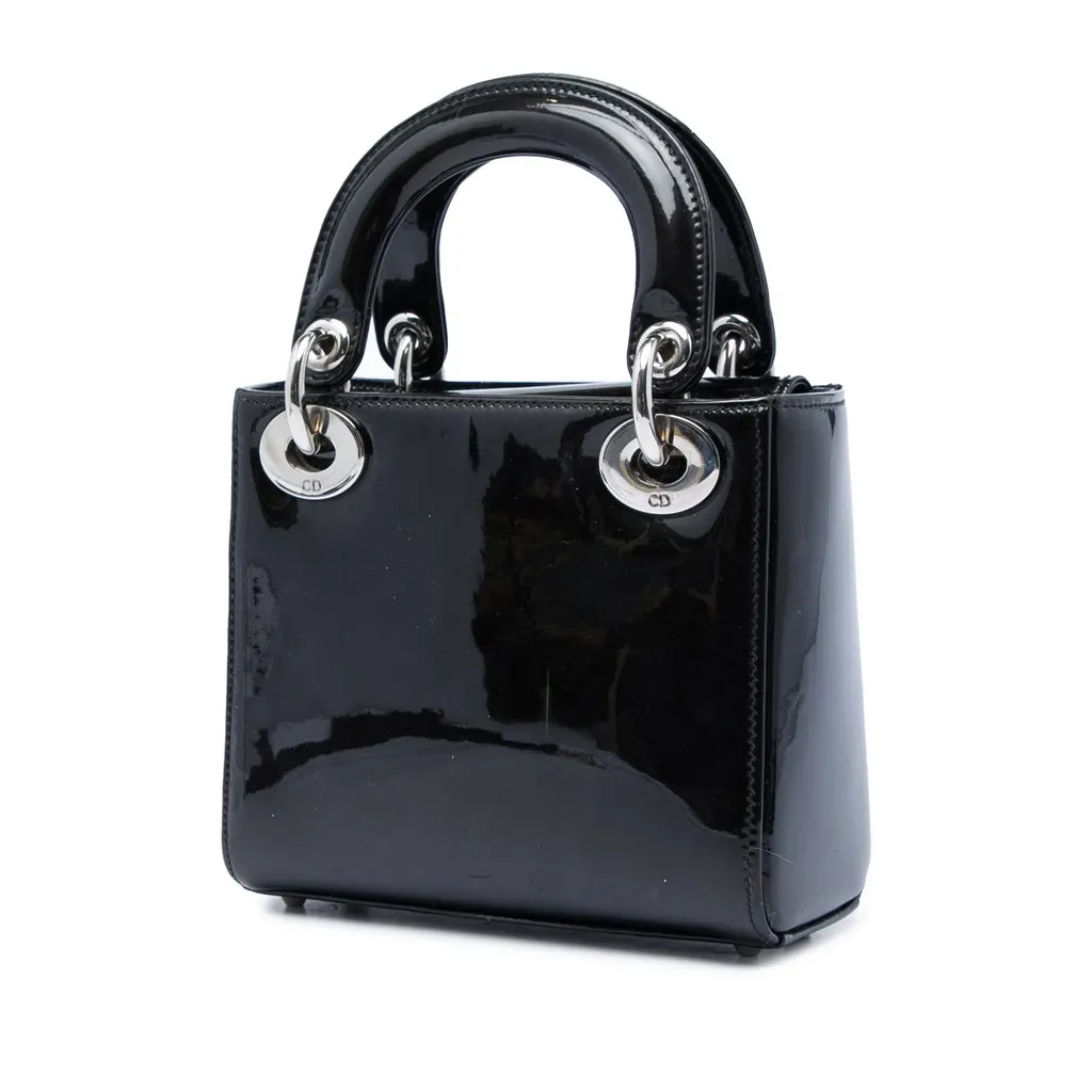 Dior Mini Patent Lady Dior Black Leather Very good - Back View