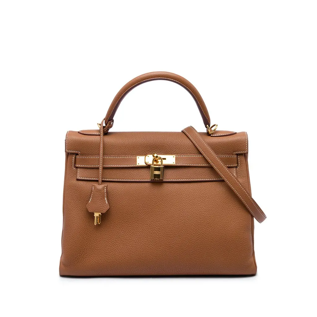 Hermès Togo Kelly II Retourne 32 Brown Leather Good - Front View