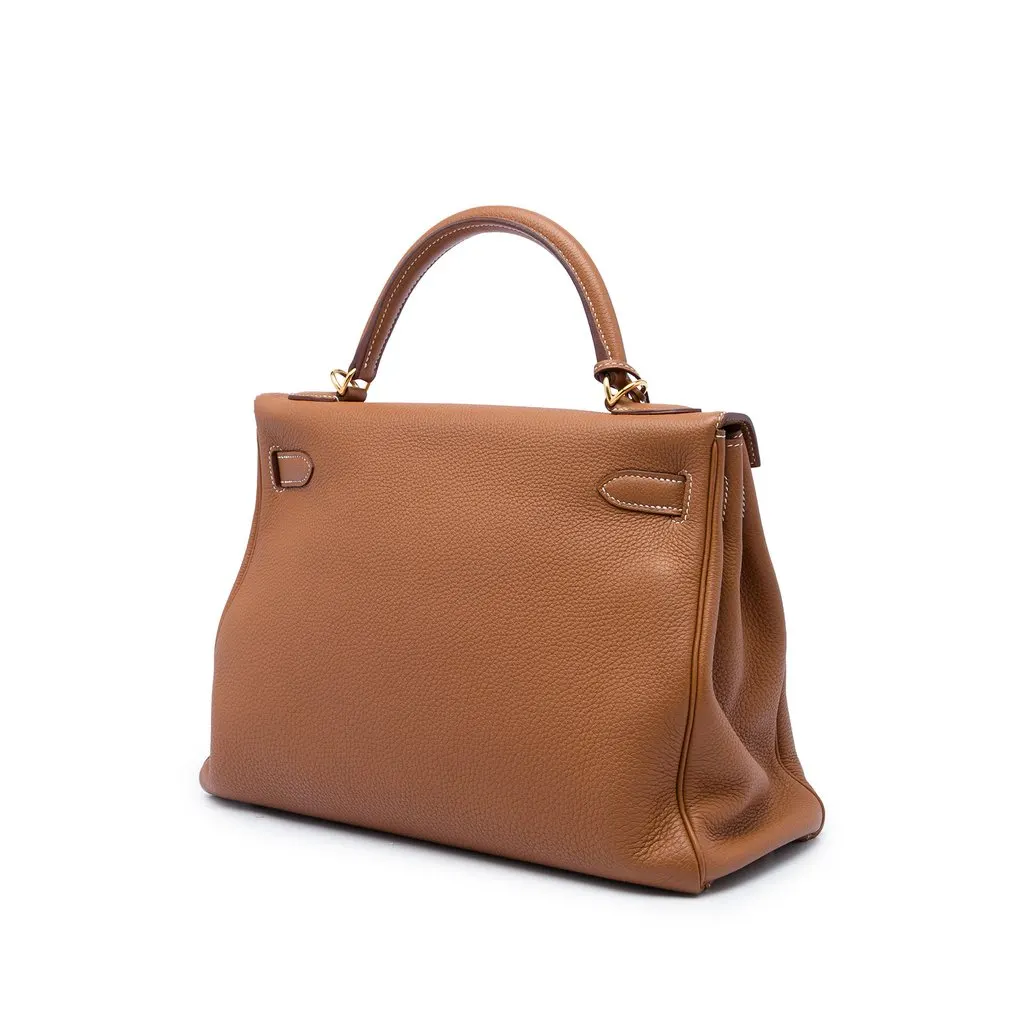 Hermès Togo Kelly II Retourne 32 Brown Leather Good - Back View