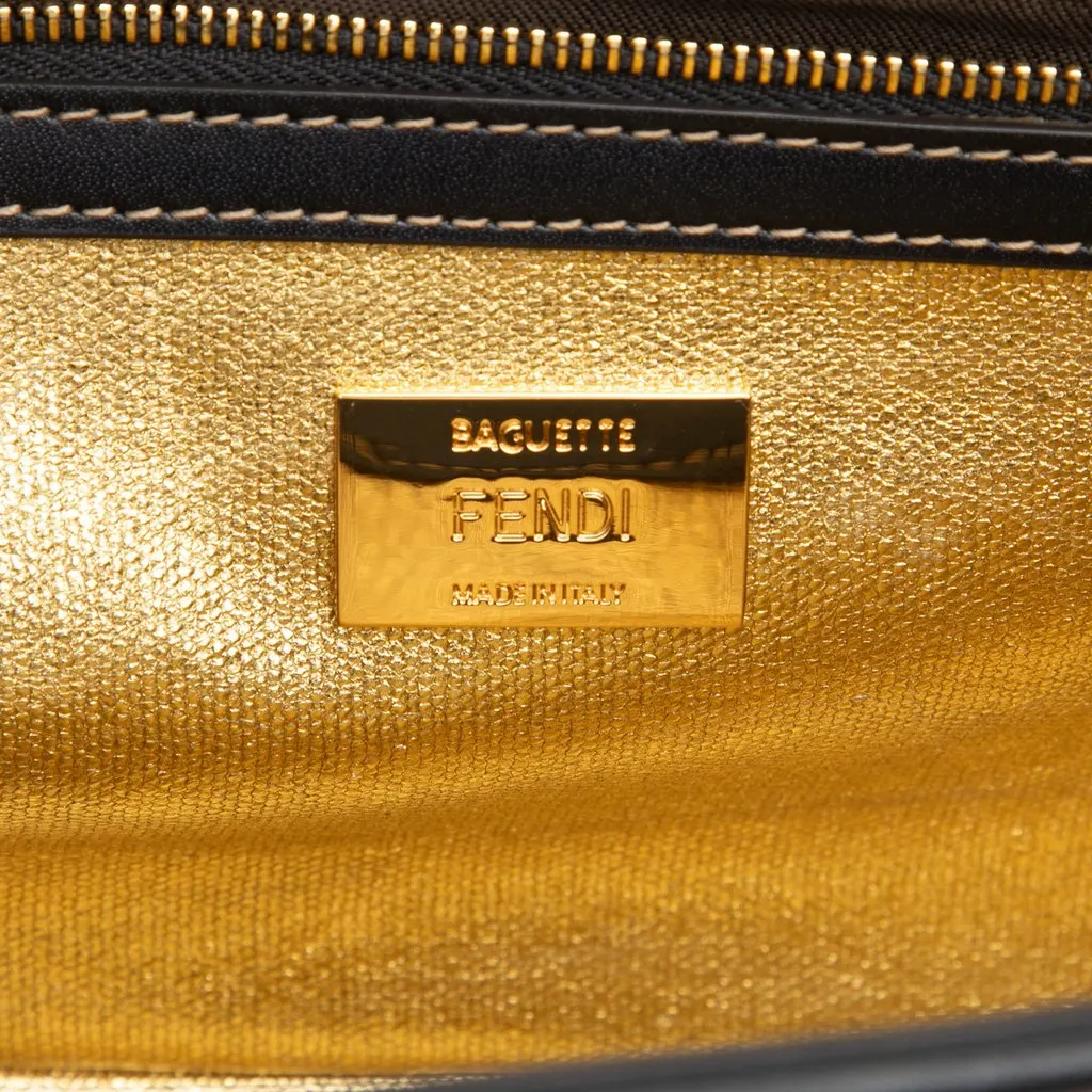 Fendi Zucca Embroidered Canvas Baguette Satchel White Canvas Very good - Box View
