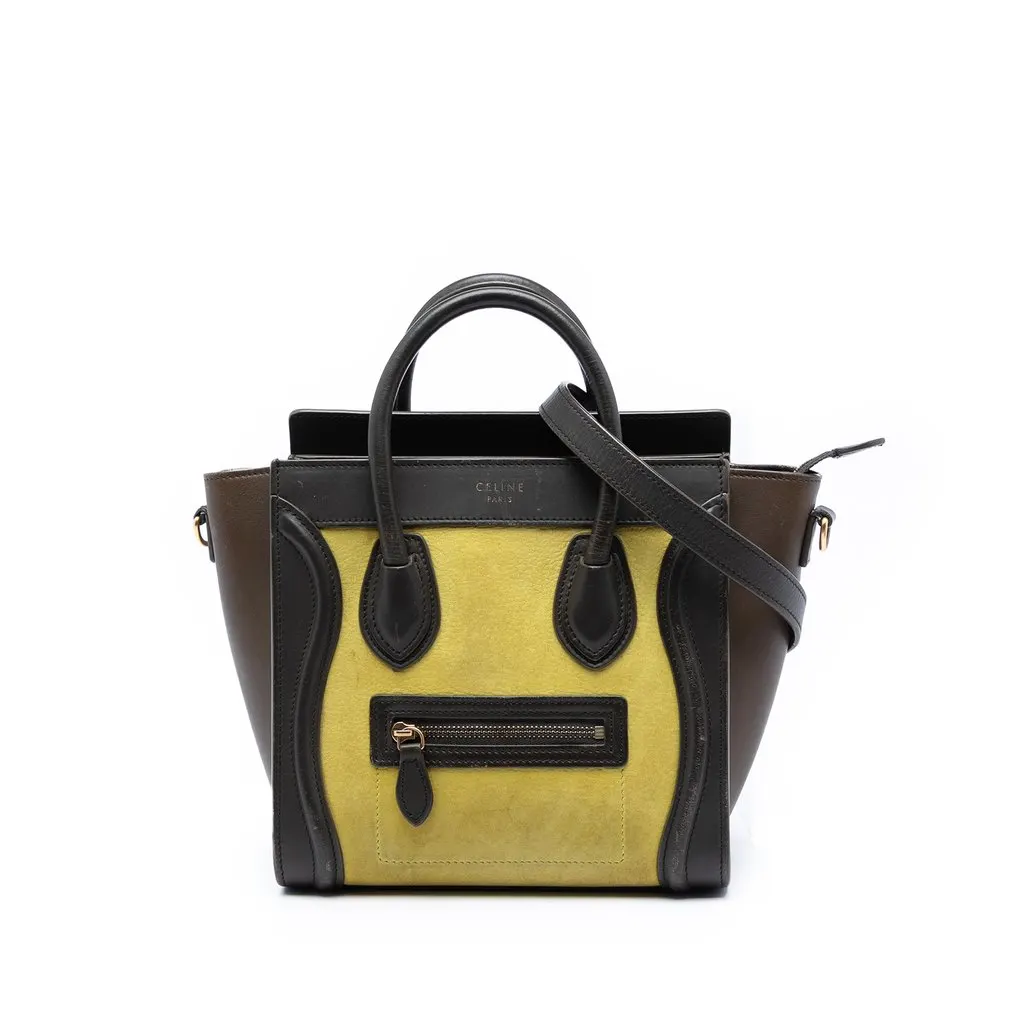 Celine Nano Tricolor Leather Luggage Tote Yellow Leather Very good - Front View
