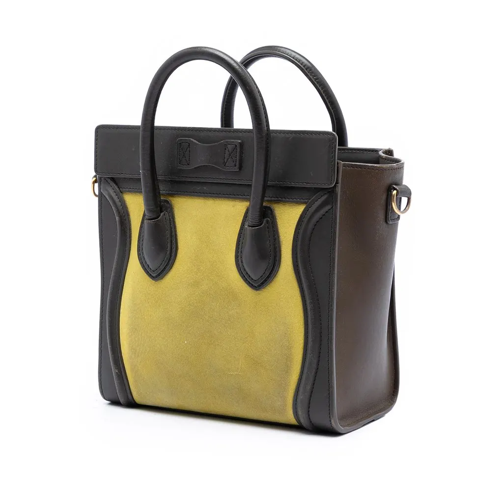 Celine Nano Tricolor Leather Luggage Tote Yellow Leather Very good - Back View