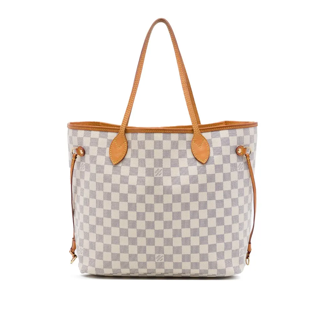 Louis Vuitton Damier Azur Neverfull MM White Canvas Very good - Front View