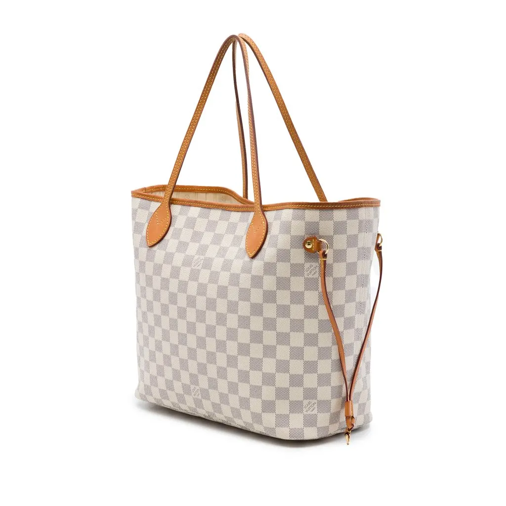 Louis Vuitton Damier Azur Neverfull MM White Canvas Very good - Back View