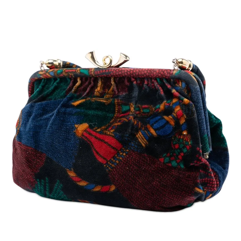 Bottega Veneta Printed Velvet Frame Shoulder Bag MultiColor Very good - Back View