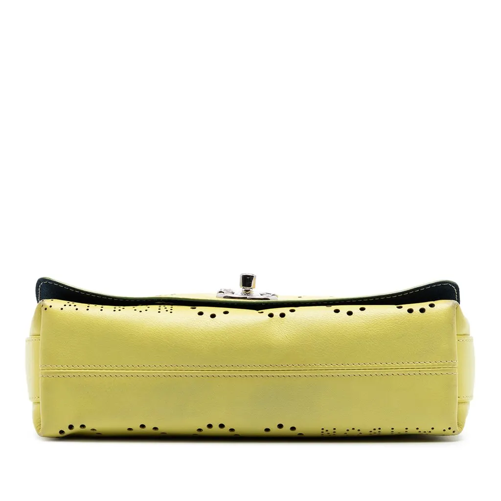 Chanel Perforated Calfskin Logo Eyelet Flap Yellow Leather Very good - Inside View