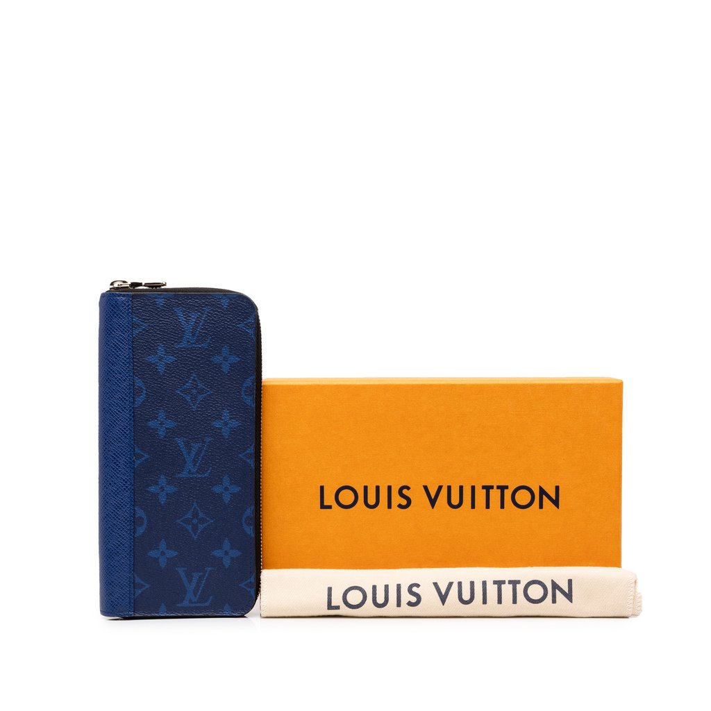 Louis Vuitton Monogram Taigarama Zippy Vertical Wallet Blue