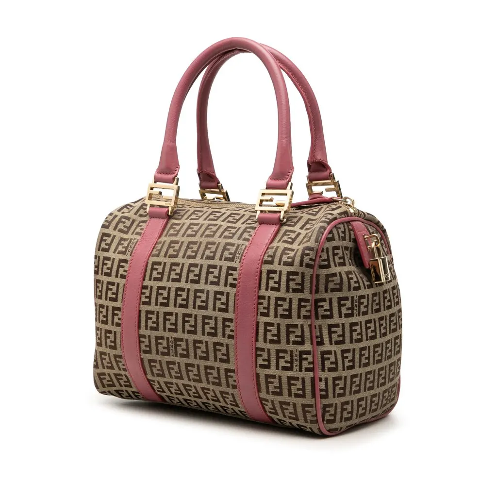 Fendi Zucchino Canvas Boston Bag Beige Very good - Back View