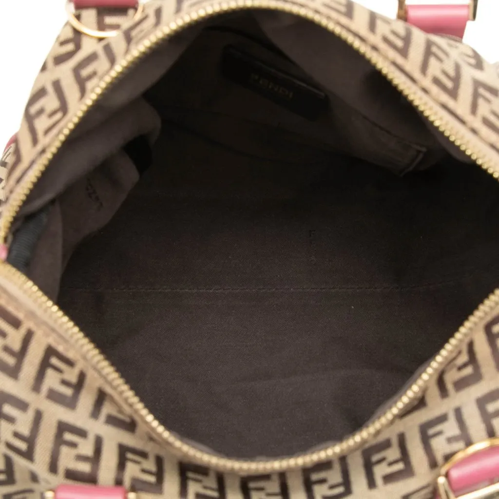 Fendi Zucchino Canvas Boston Bag Beige Very good - Model View