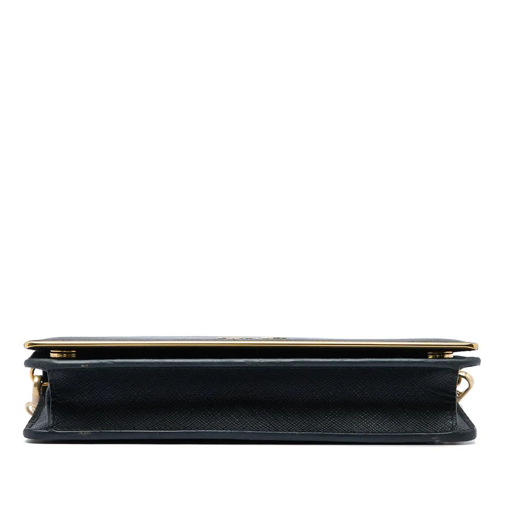Prada Saffiano Metal Bar Wallet on Chain Black Leather Very good - Inside View