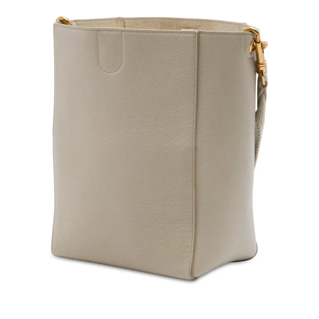 Celine Small Soft Grained Calfskin Seau Sangle Bucket Bag Brown Leather Very good - Back View