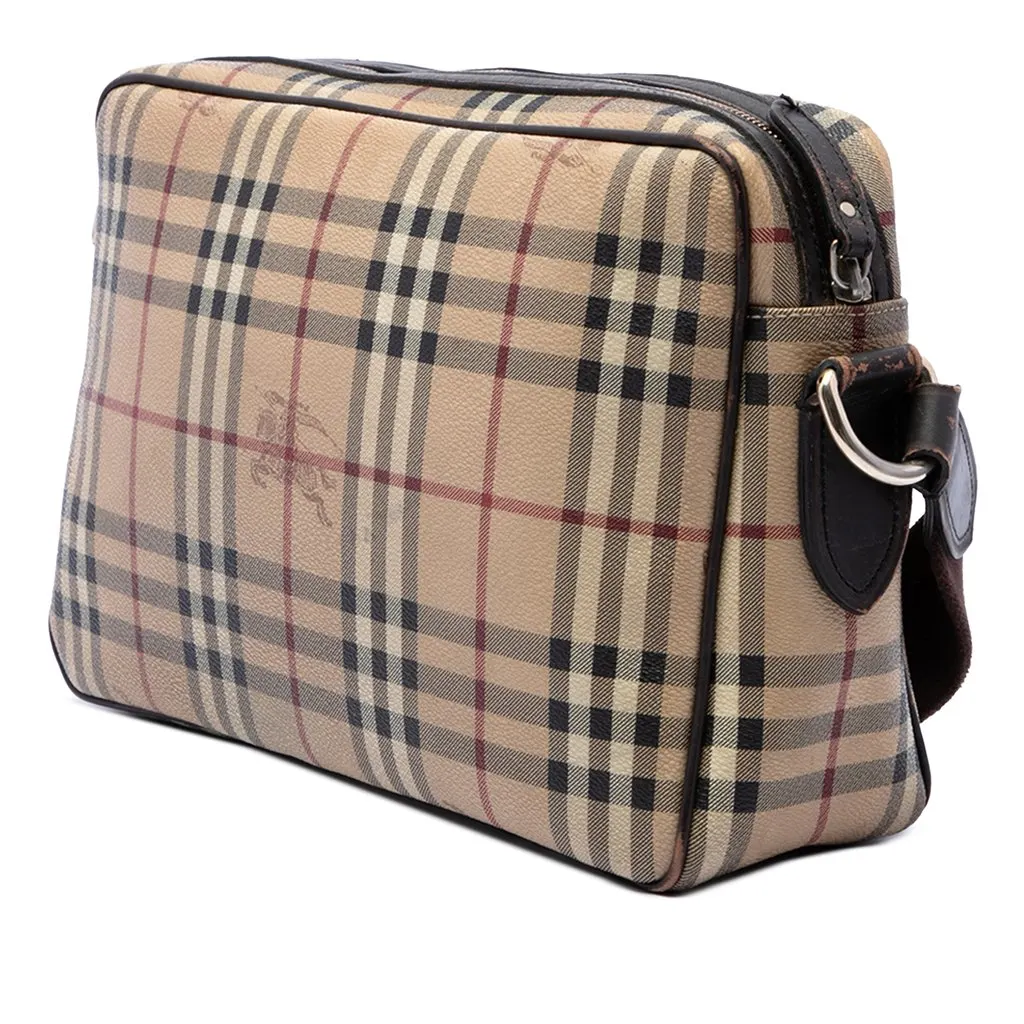 Burberry Haymarket Check Coated Canvas Front Pocket Crossbody Beige Very good - Back View