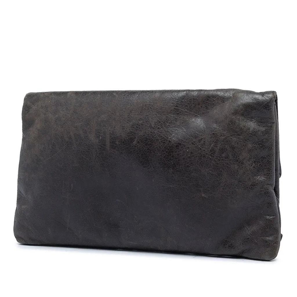Balenciaga Lambskin Motocross Giant 21 Envelope Clutch Brown Leather Very good - Back View
