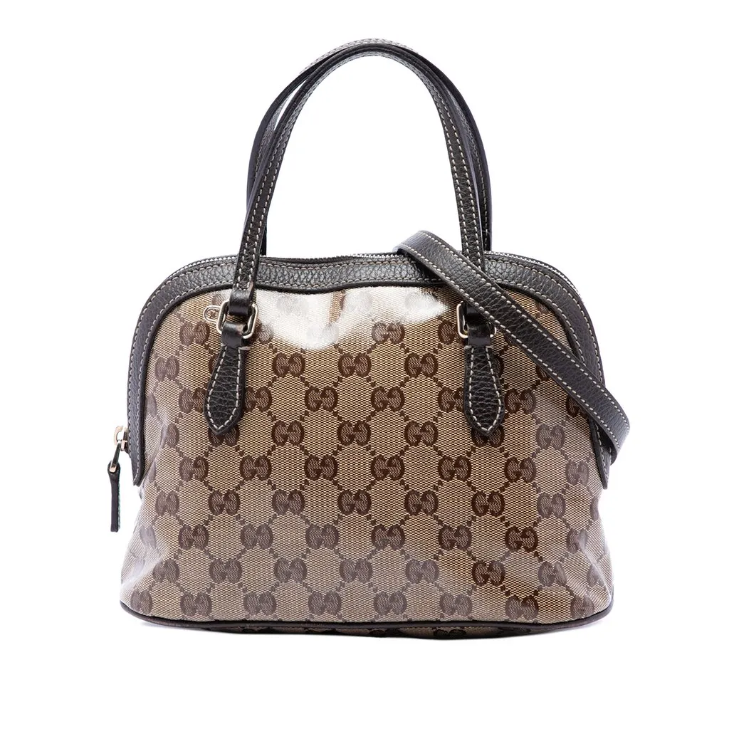 Gucci Mini GG Crystal Dome Satchel Beige Canvas Very good - Front View