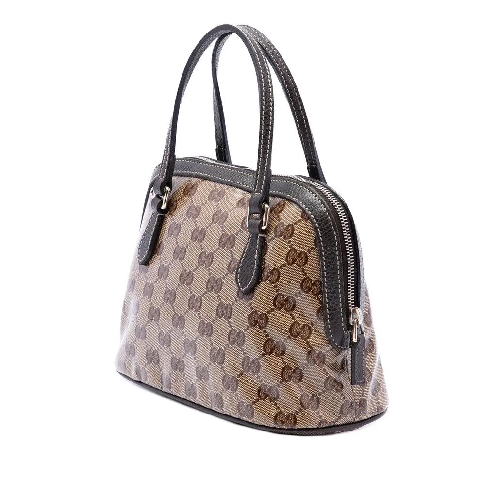 Gucci Mini GG Crystal Dome Satchel Beige Canvas Very good - Back View