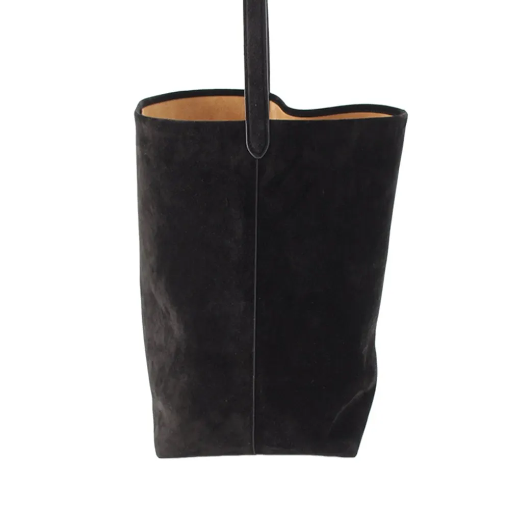 The Row Large Suede NS Park Tote Black Leather Very good - Model View