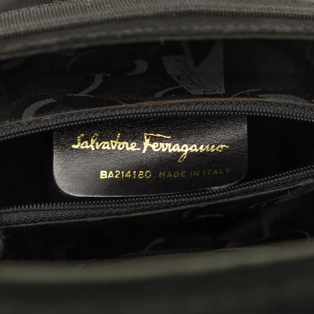 Salvatore Ferragamo Suede Vara Bow Bucket Bag Black Suede Very good - Box View
