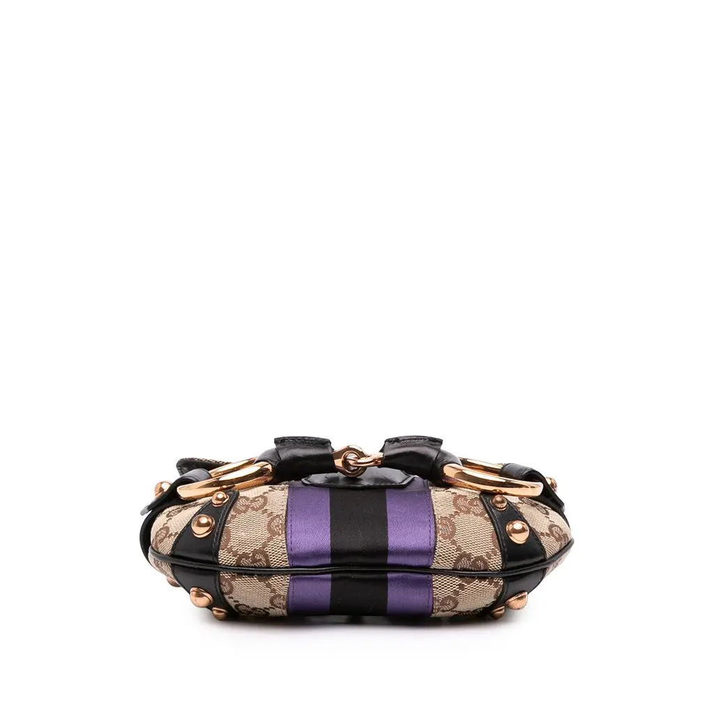 Gucci Mini GG Canvas Horsebit Web Chain Shoulder Bag Beige Canvas Good - Inside View