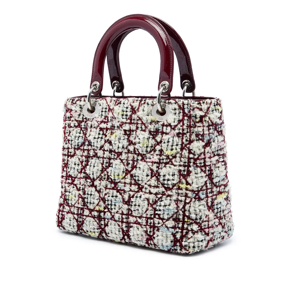 Dior Medium Tweed Cannage Lady Dior Red Tweed Good - Back View