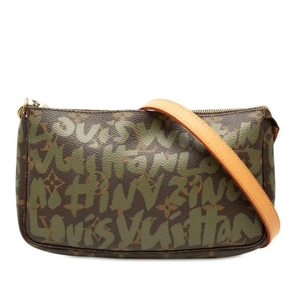 Louis Vuitton Stephen Sprouse Monogram Graffiti Pochette Accessoires Brown Very good - Front View