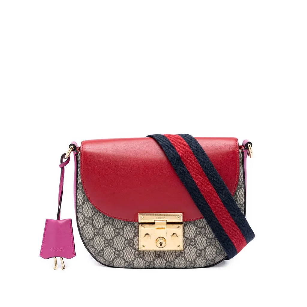 Gucci GG Supreme Web Padlock Crossbody Beige Very good - Front View