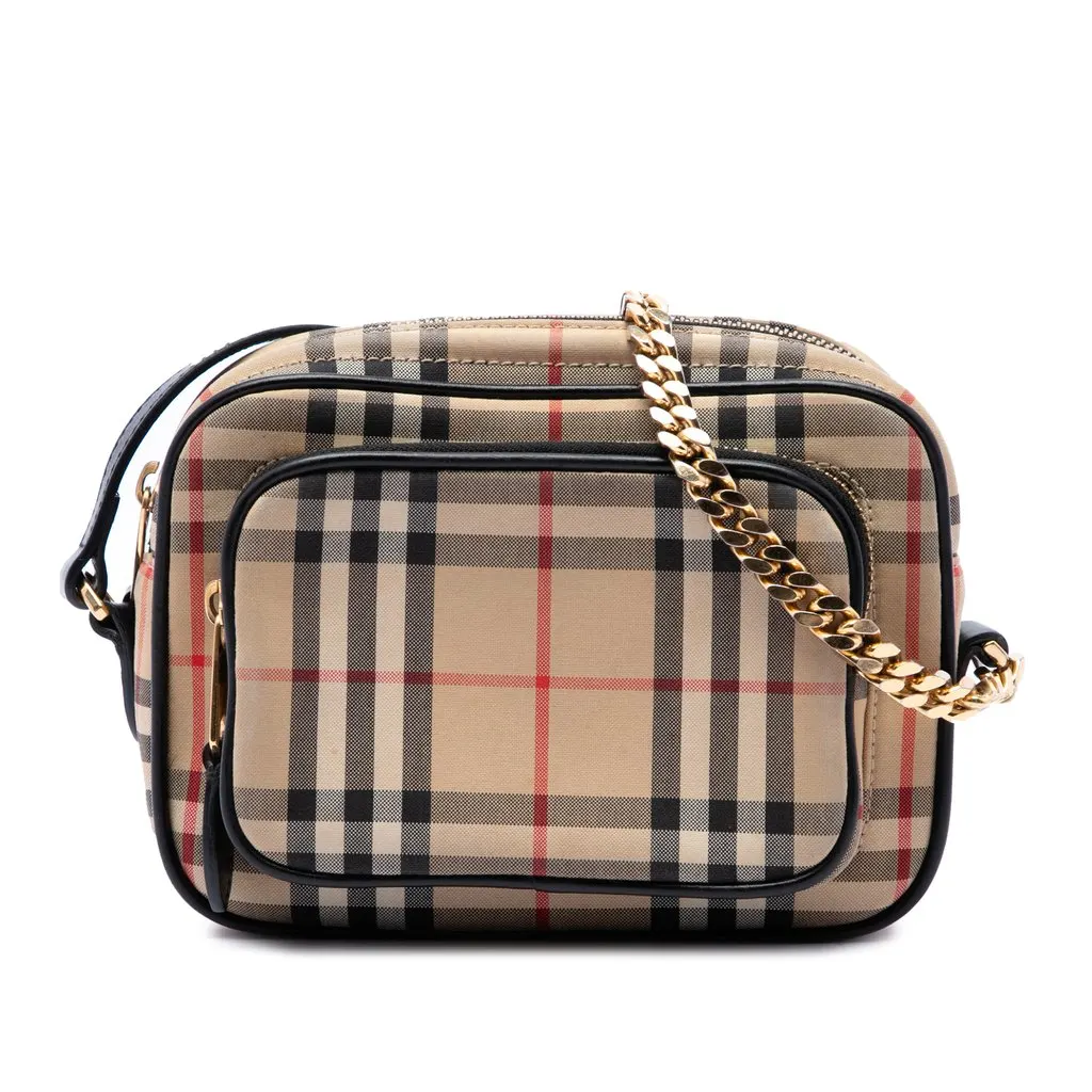 Burberry House Check Canvas Camera Bag Beige Canvas Very good - Front View