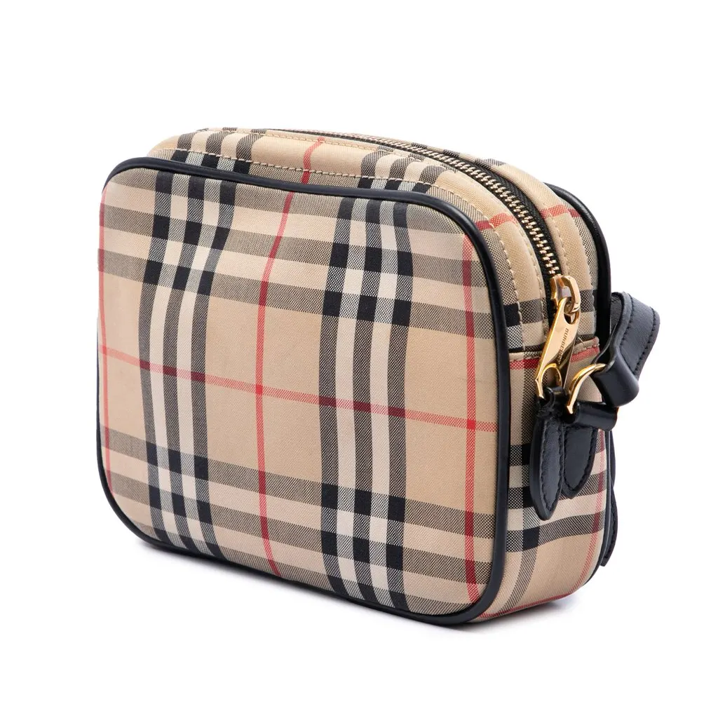 Burberry House Check Canvas Camera Bag Beige Canvas Very good - Back View