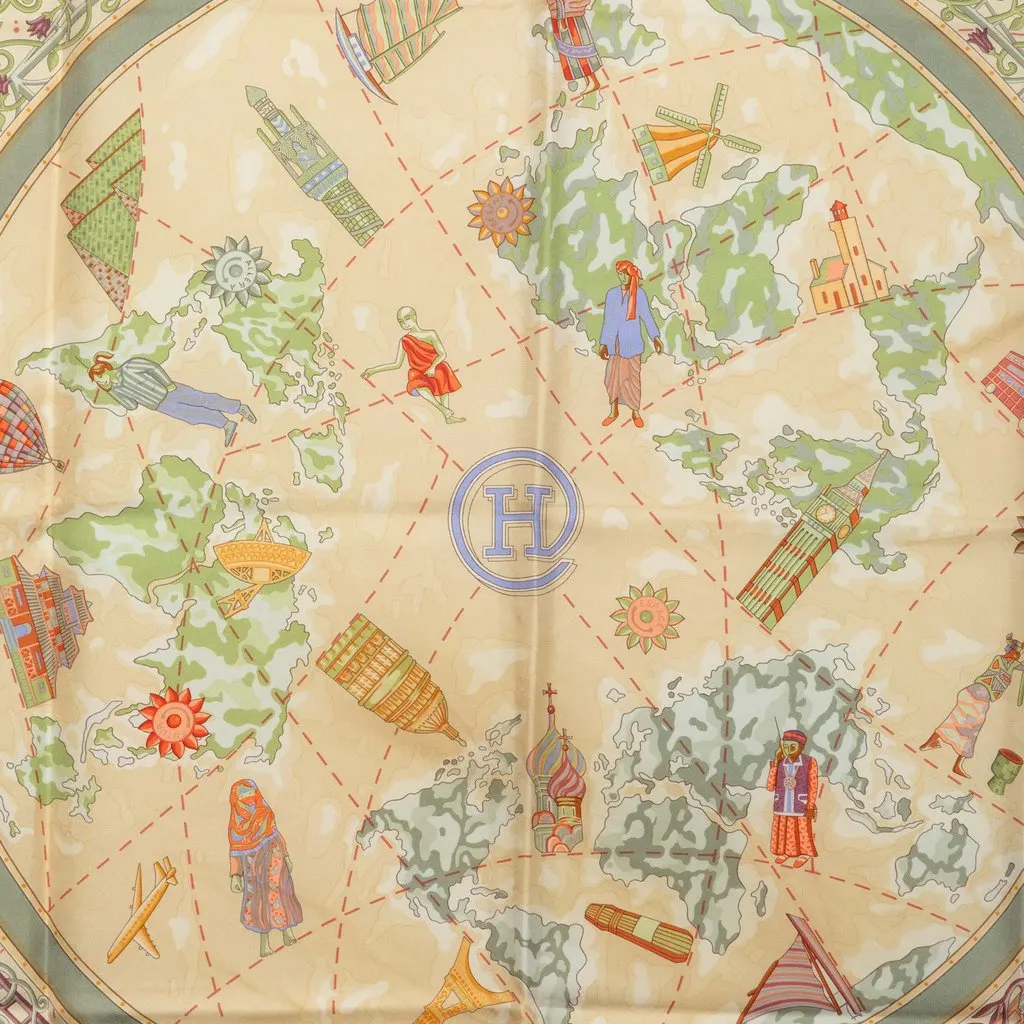 Hermès Www.hermes.com Silk Scarf 90 Yellow Very good - Back View