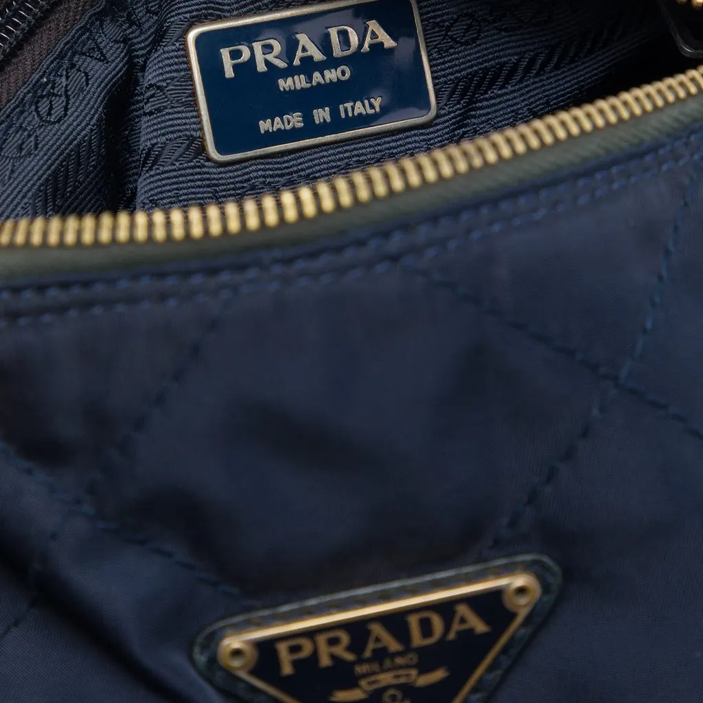 Prada Impuntu Tessuto Chain Crossbody Blue Polyamide Very good - Box View