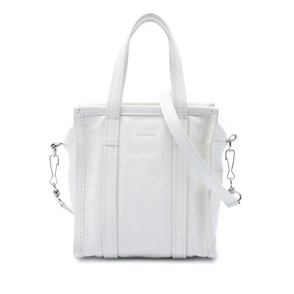 Balenciaga Lambskin Bazar Shopper Satchel XXS Beige Leather Good - Front View