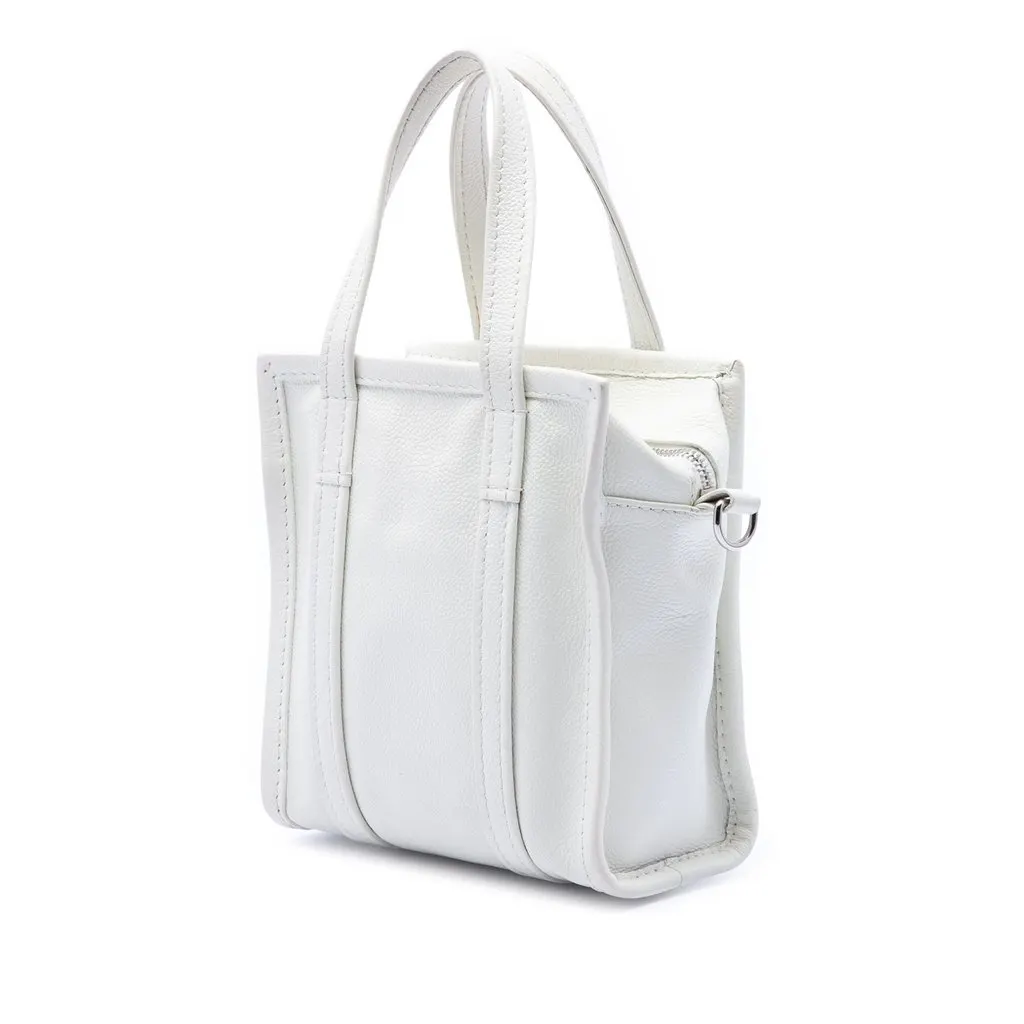 Balenciaga Lambskin Bazar Shopper Satchel XXS Beige Leather Good - Back View