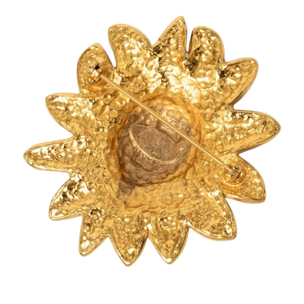 Chanel CC Gold Plated Lion Head Sun Brooch Gold Metal Very good - Back View