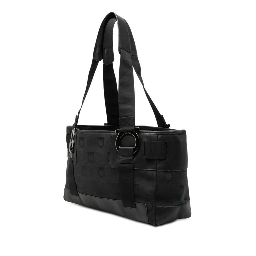 Salvatore Ferragamo Gancini Canvas Tote Black Very good - Back View