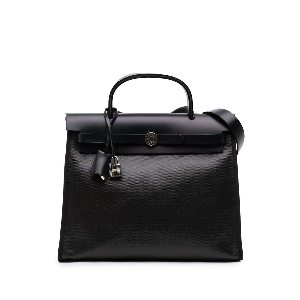 Hermès Toile H Berline Herbag Zip 31 Black Canvas Good - Front View