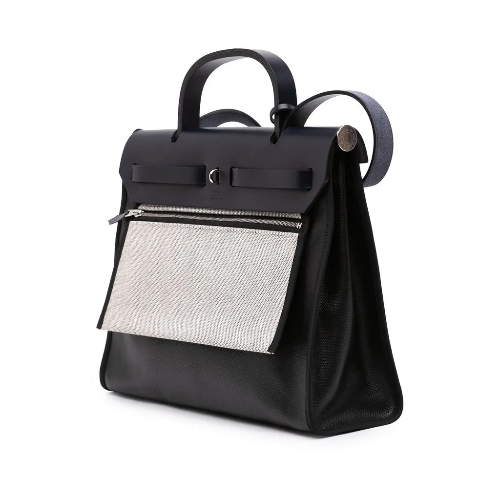 Hermès Toile H Berline Herbag Zip 31 Black Canvas Good - Back View