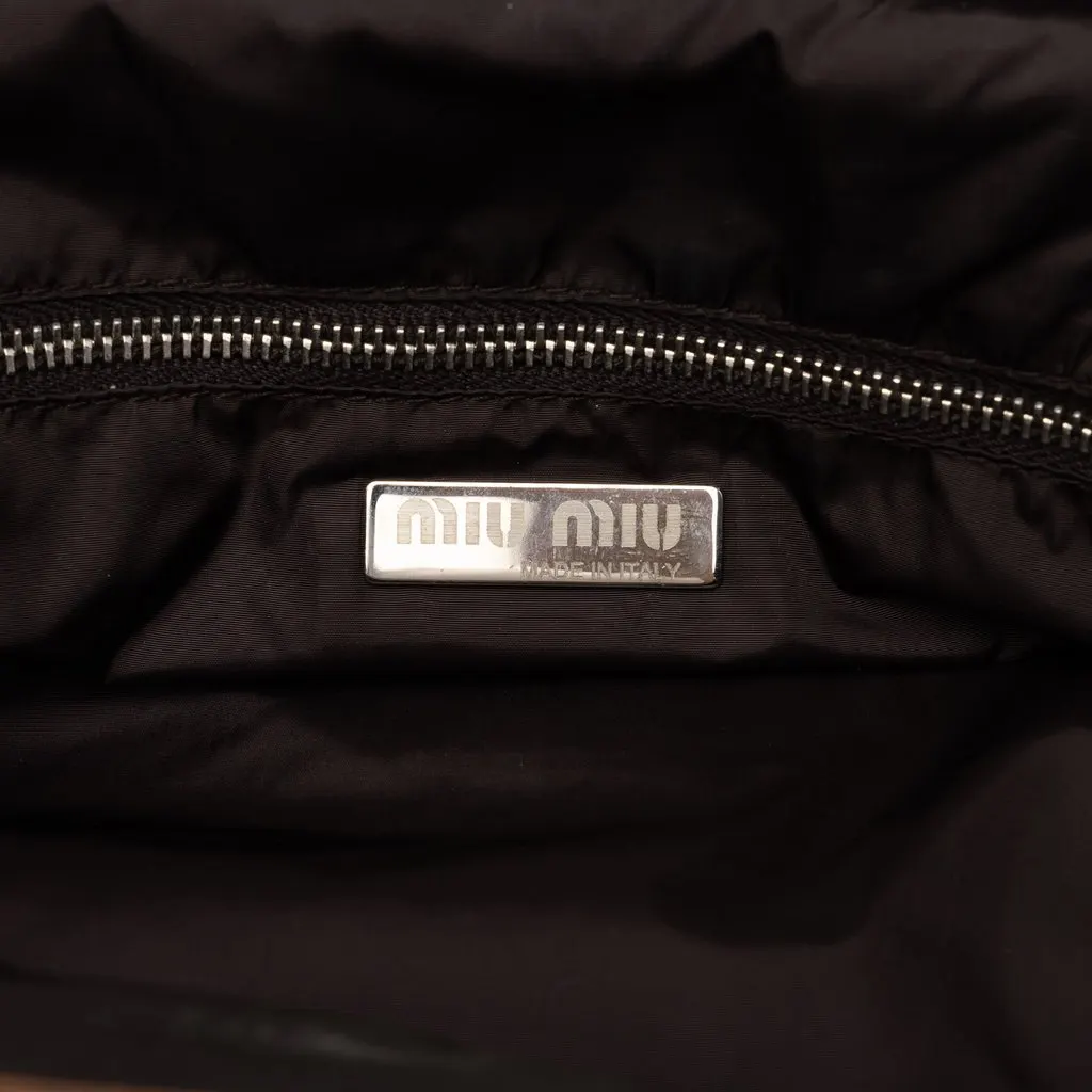 Miu Miu Canvas Camouflage Floral Wood Frame Top Handle Bag Green Canvas Very good - Box View
