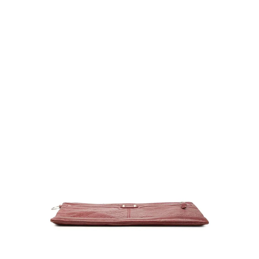 Balenciaga Lambskin Motocross Classic Clip Clutch L Red Leather Good - Inside View