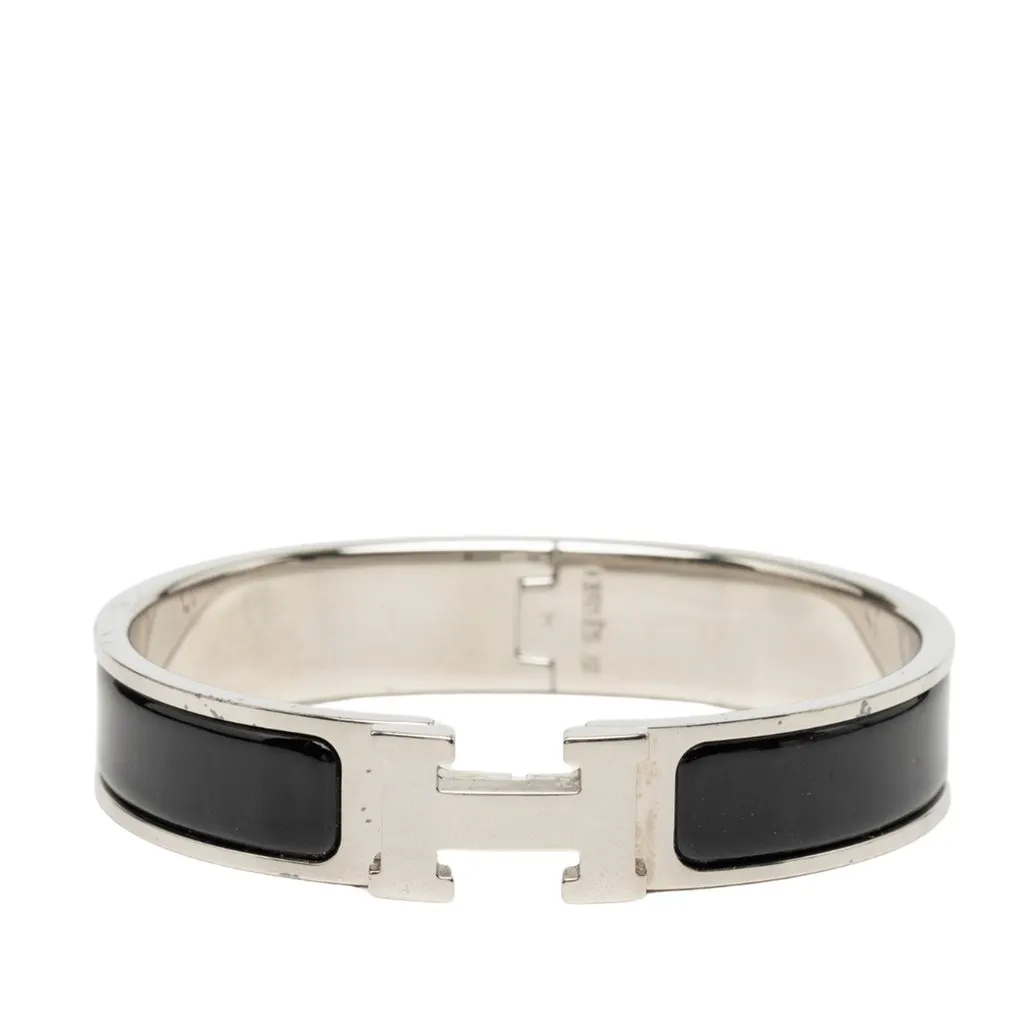 Hermès Narrow Enamel Clic H Bracelet PM Black Very good - Front View