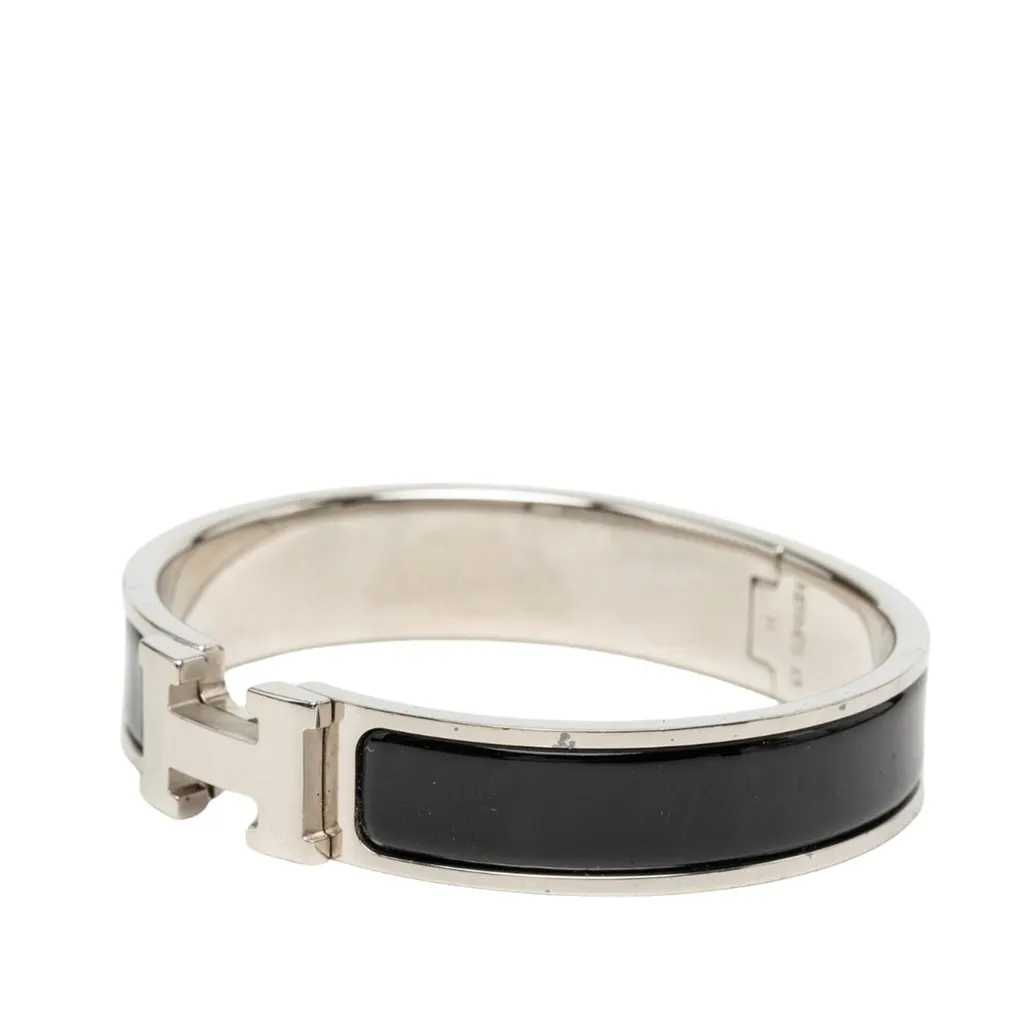 Hermès Narrow Enamel Clic H Bracelet PM Black Very good - Back View