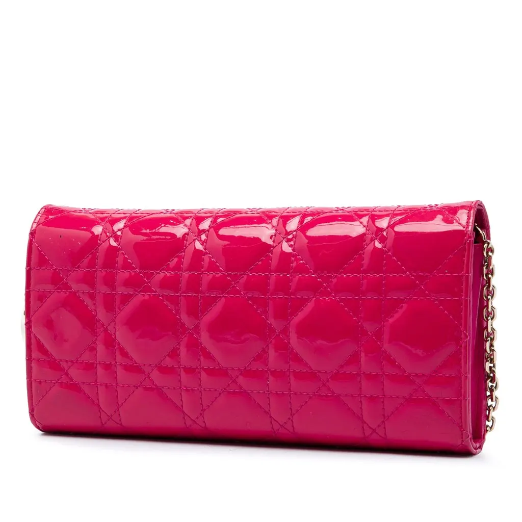 Dior Patent Cannage Lady Dior Wallet On Chain Pink Leather Very good - Back View