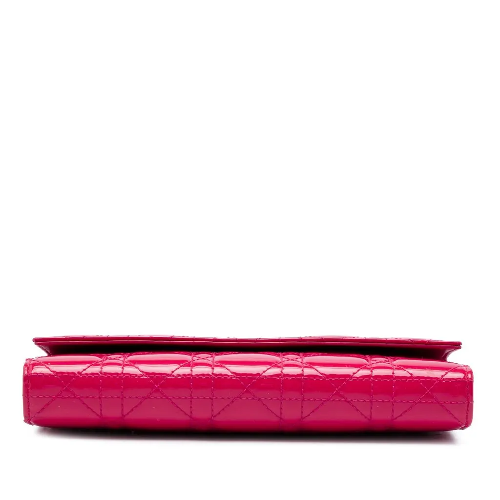 Dior Patent Cannage Lady Dior Wallet On Chain Pink Leather Very good - Inside View
