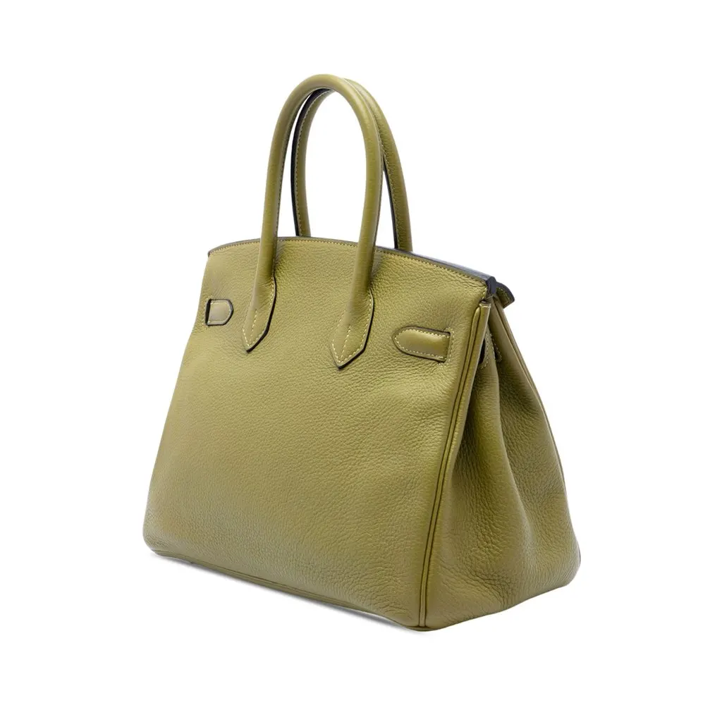 Hermès Clemence Birkin Retourne 30 Green Leather Very good - Back View