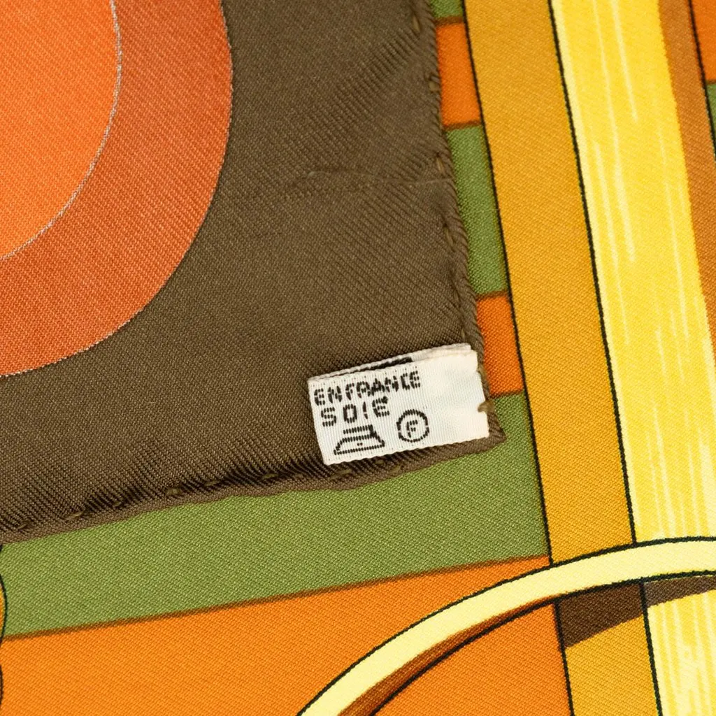 Hermès Coaching Silk Scarf 90 Brown Very good - Box View
