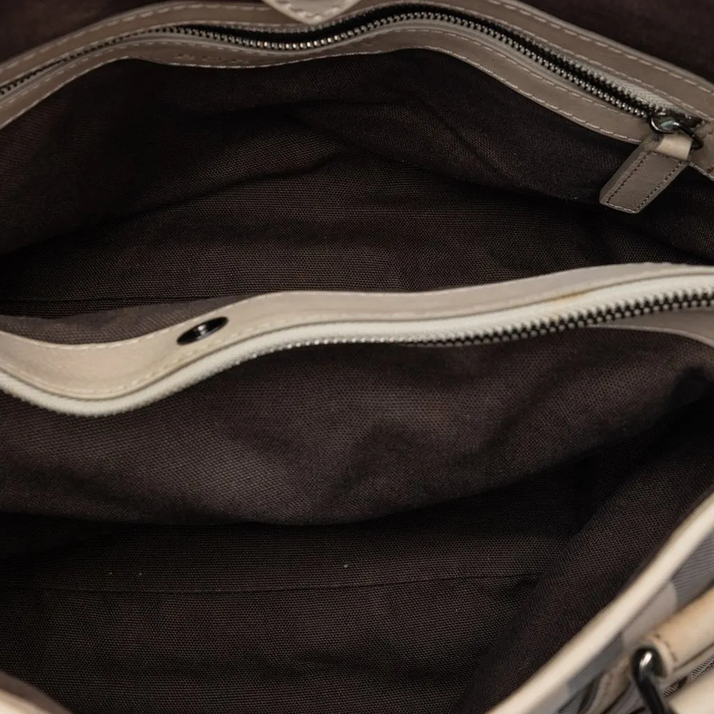 Burberry Smoked Check Coated Canvas Satchel Beige Very good - Model View