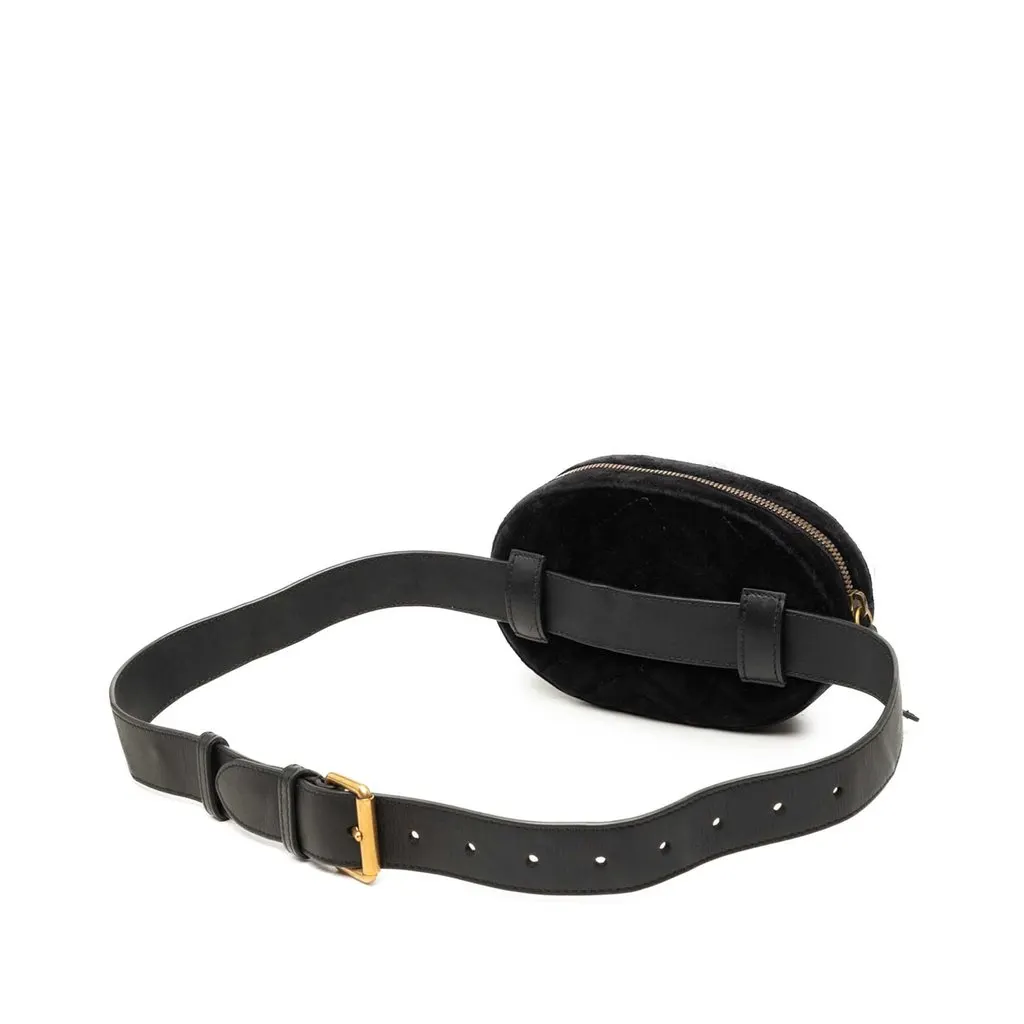 Gucci GG Marmont Matelasse Velvet Belt Bag Black Very good - Back View