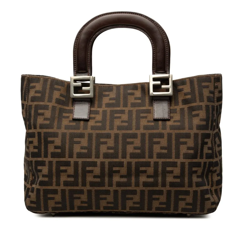 Fendi Small Zucca Canvas Twins Tote Brown Canvas Very good - Front View
