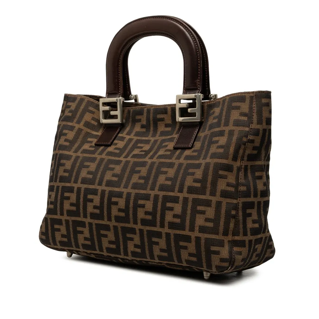 Fendi Small Zucca Canvas Twins Tote Brown Canvas Very good - Back View