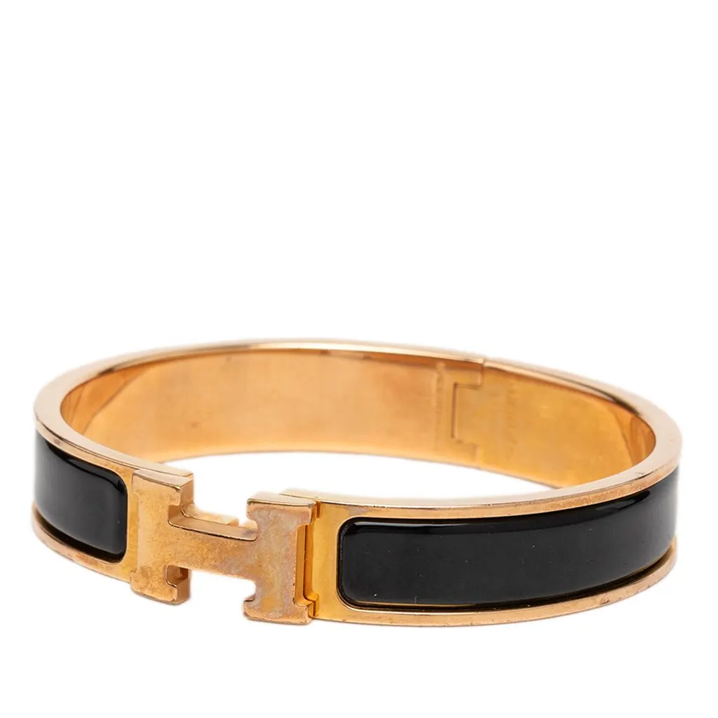 Hermès Narrow Enamel Clic H Bracelet PM Black Very good - Back View